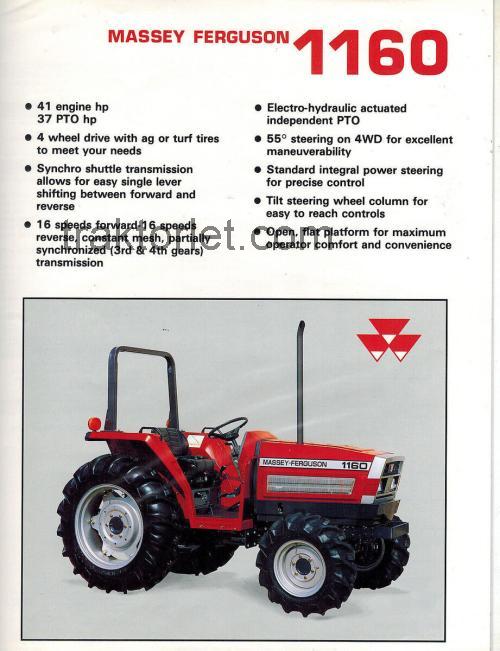 Massey Ferguson 1160 tekniske specifikationer og anmeldelser